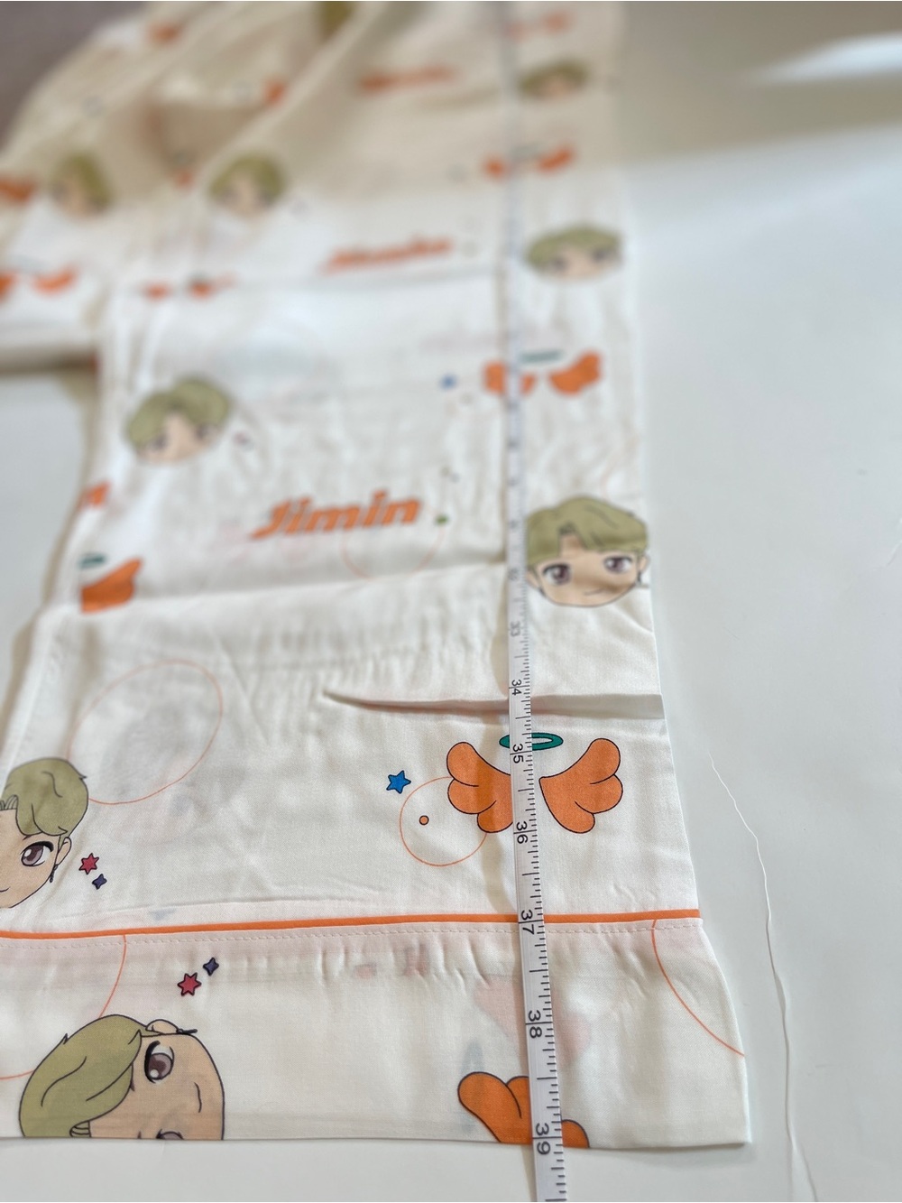 BTS TINYTAN Jimin Pajama set - White with Orange Trim - Picture 8 of 9